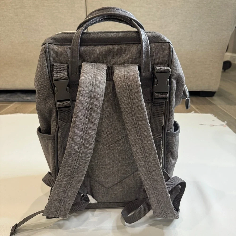 Bananafish Diaper Bag Backpack Women OS Grey Good Wide Frame‎ Multi Pocket
